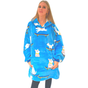 FLEECE -SKATER DOG PRINT HOODIE