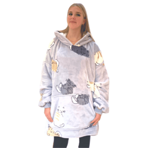 SHERPA LINED FLEECE CUTE CAT HOODIE