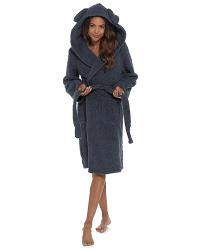 CHARCOAL DRESSING GOWN  HOODED WITH EARS - COCKAPOO
