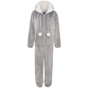 GREY SHERPA HOOD SNUGGLE ONESIE