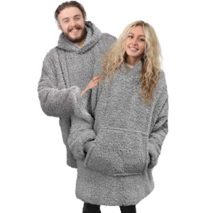 GREY TEDDY FEEL OVERSIZED HOODIE