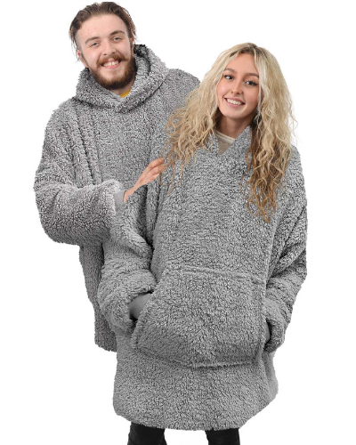 GREY TEDDY FEEL OVERSIZED HOODIE