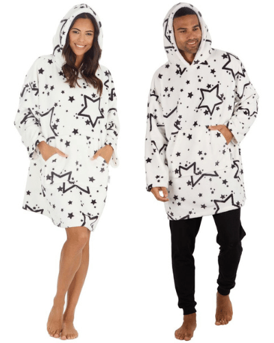 OVERSIZED STARS DESIGN PLUSH HOODIE