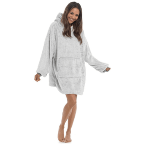 SHERPA FLEECE TWO TONE SNUGGLE HOODIE GREY