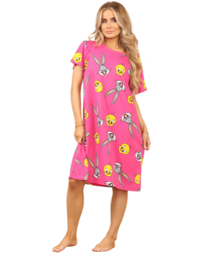 TWEETIE PIE AND BUGS BUNNY NIGHTDRESS FUCHSIA