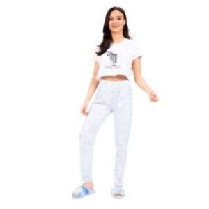 ZEBRA PRINT BOXY TEE AND LEGGING SET BLUE AND WHITE PYJAMAS