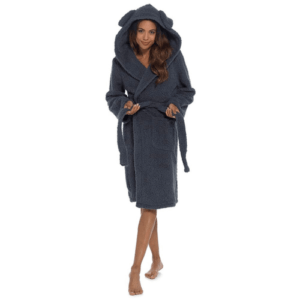 Charcoal Women's Hooded Dressing Gown